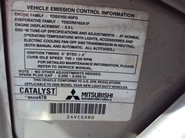 2000 MITSUBISHI ECLIPSE 2 DOOR COUPE RS MODEL 2.4L MT FWD COLOR SILVER STK 123609