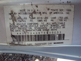 2000 MITSUBISHI ECLIPSE 2 DOOR COUPE RS MODEL 2.4L MT FWD COLOR SILVER STK 123609